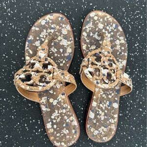 Tory Burch millers size 6 cork with blue pink white dots